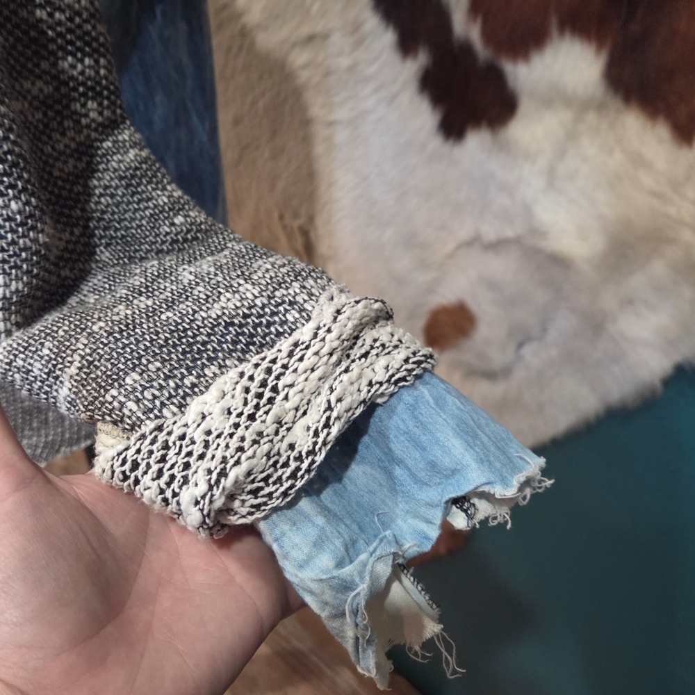 Denim and Knit Button-Up Shirt - Picture 5 of 10